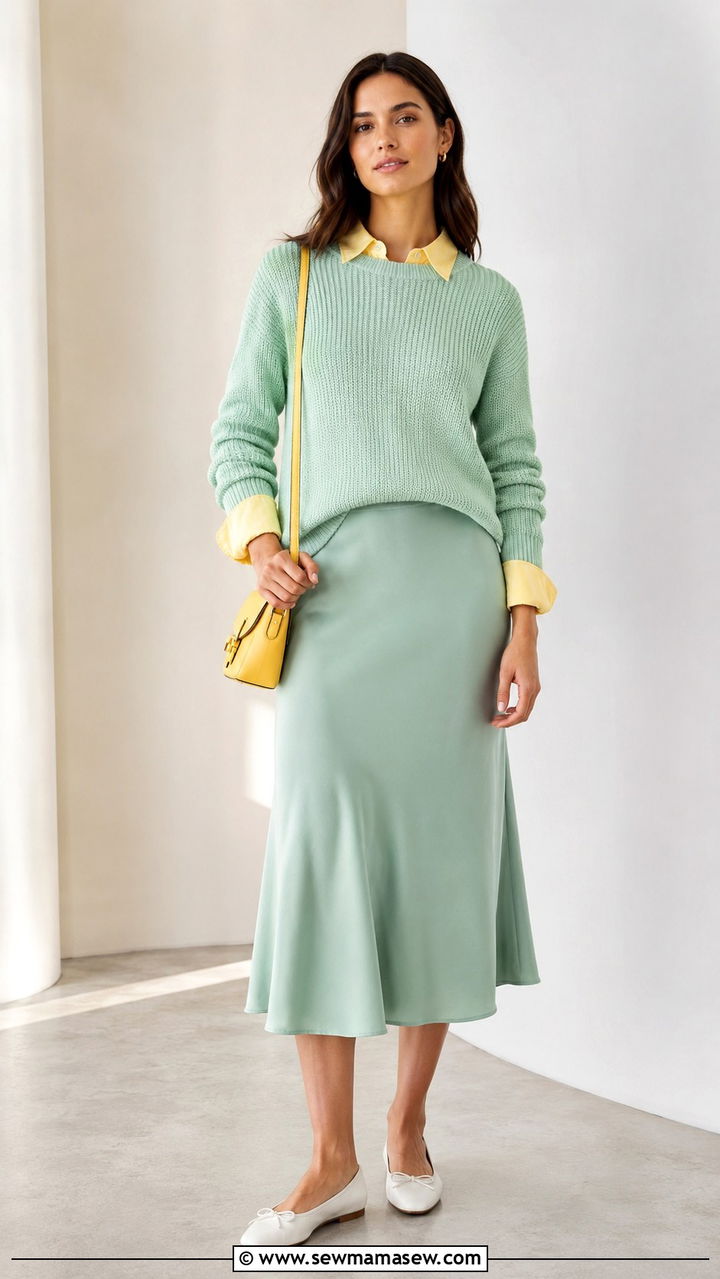 Sea Foam Green and Citrine Outfit - 20 spring unexpected color pairing outfit ideas