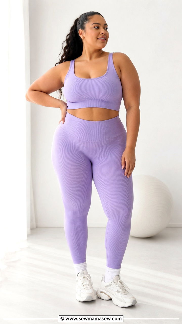 Seamless Ribbed Matching Workout Set - 30 Pilates outfit ideas plus size