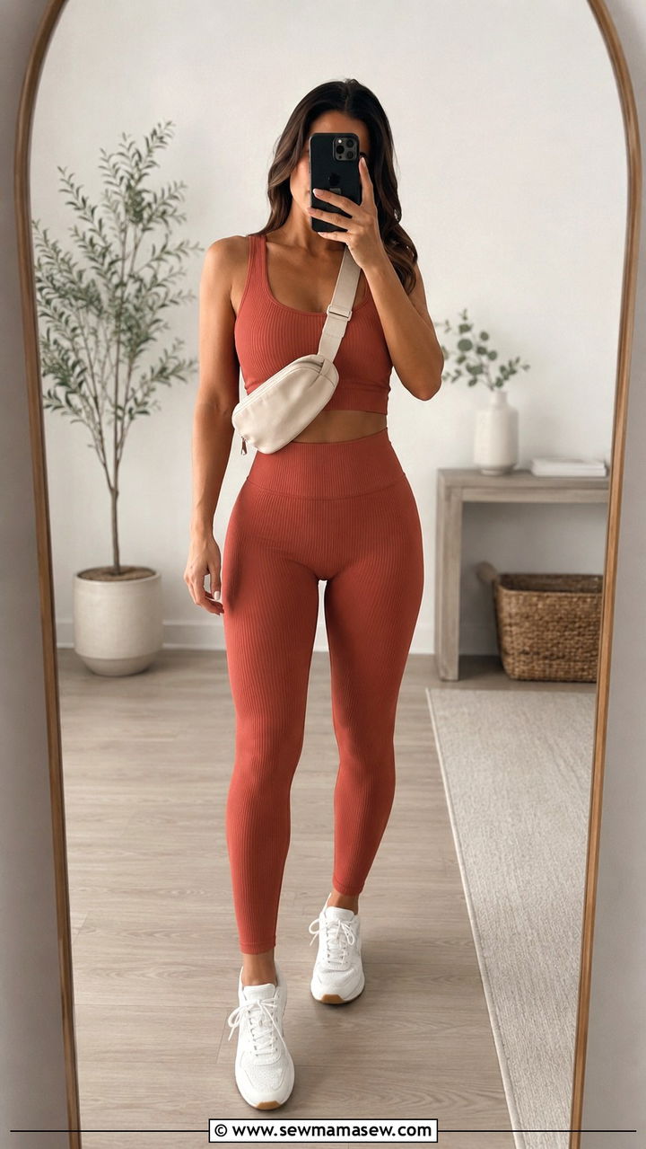 Seamless Ribbed Two Piece Yoga Set - 25 Yoga outfit ideas aesthetic