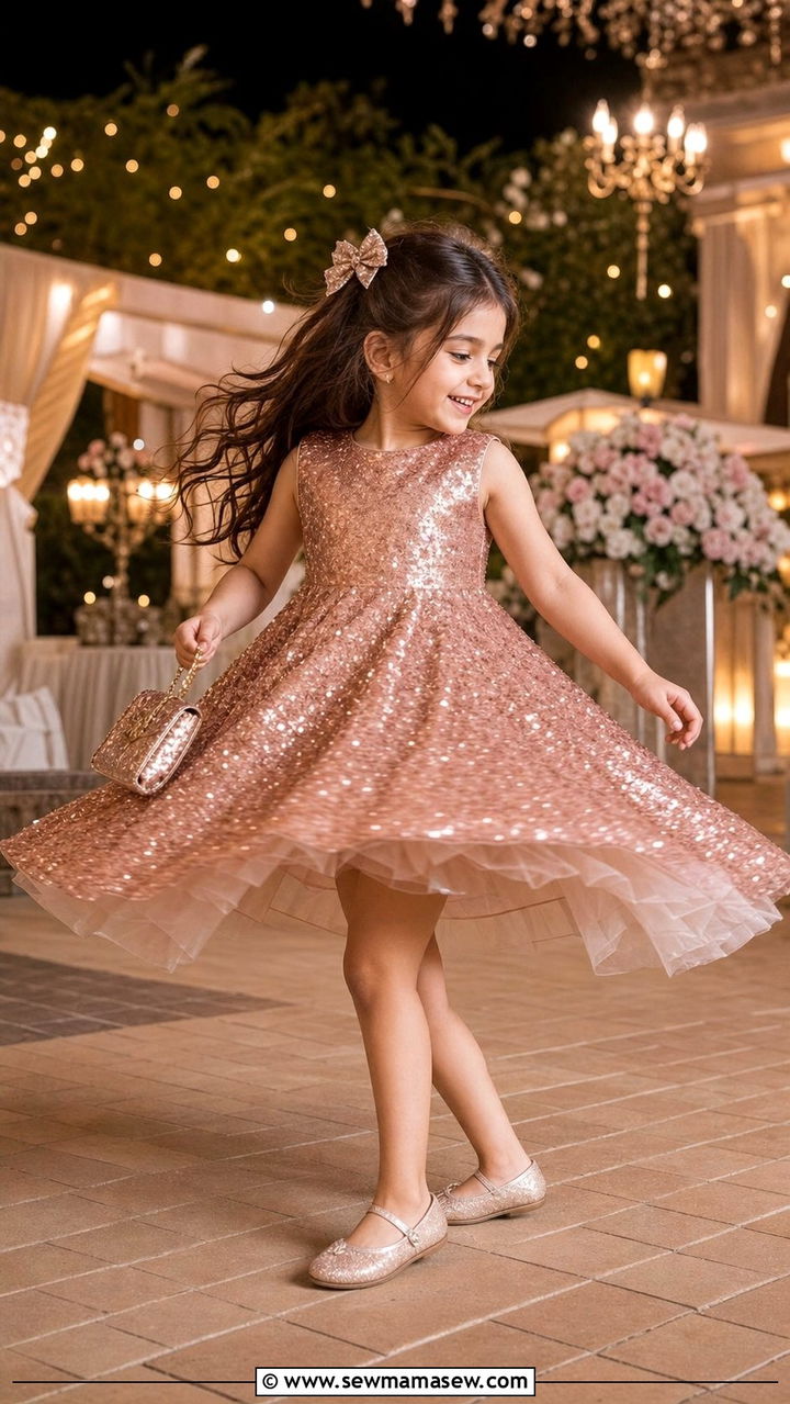 Sequin party dress for Eid girls - 25 Eid outfit ideas for little girls