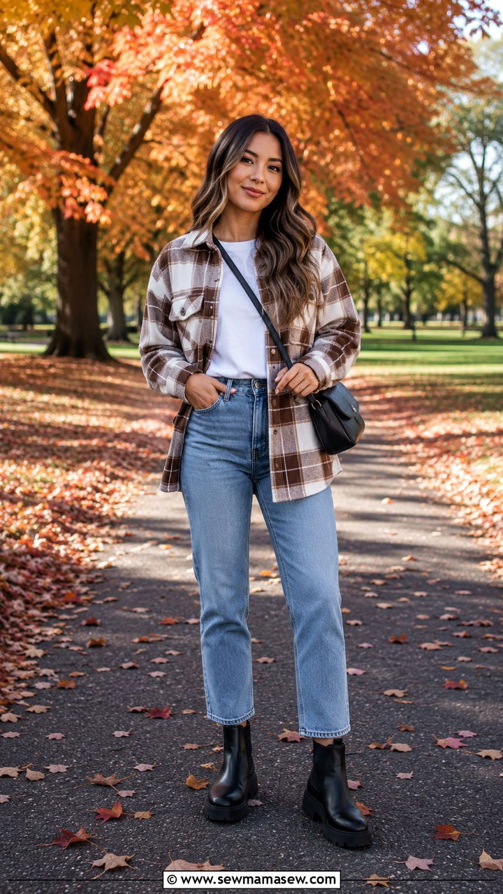Shacket With Straight Leg Jeans - 30 transitional petite outfit ideas