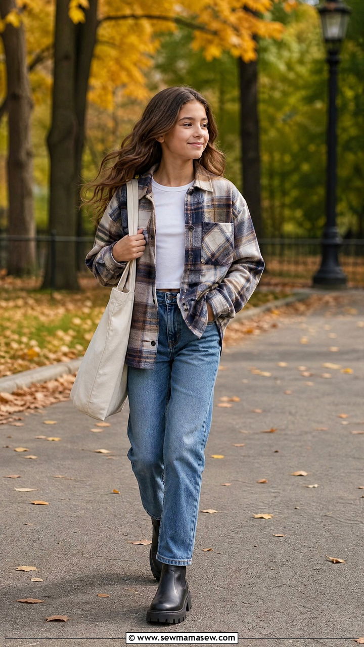 Shacket and Straight Leg Jeans Outfit - 30 Outfit ideas for tweens