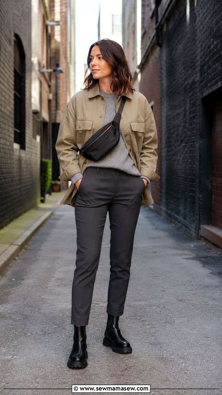 Shacket and fitted trousers outfit - 25 Urban planner outfit ideas