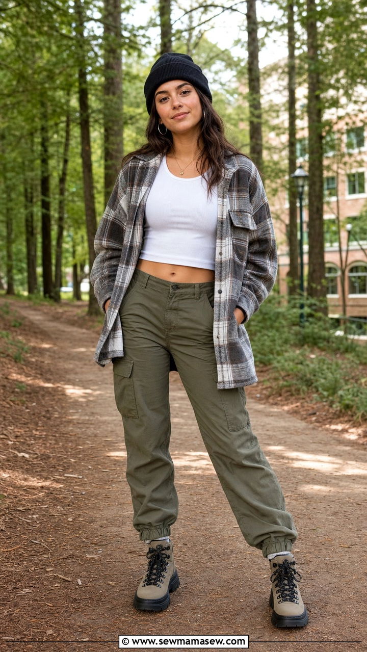 Shacket with Cargo Pants Outfit - 35 casual college outfits