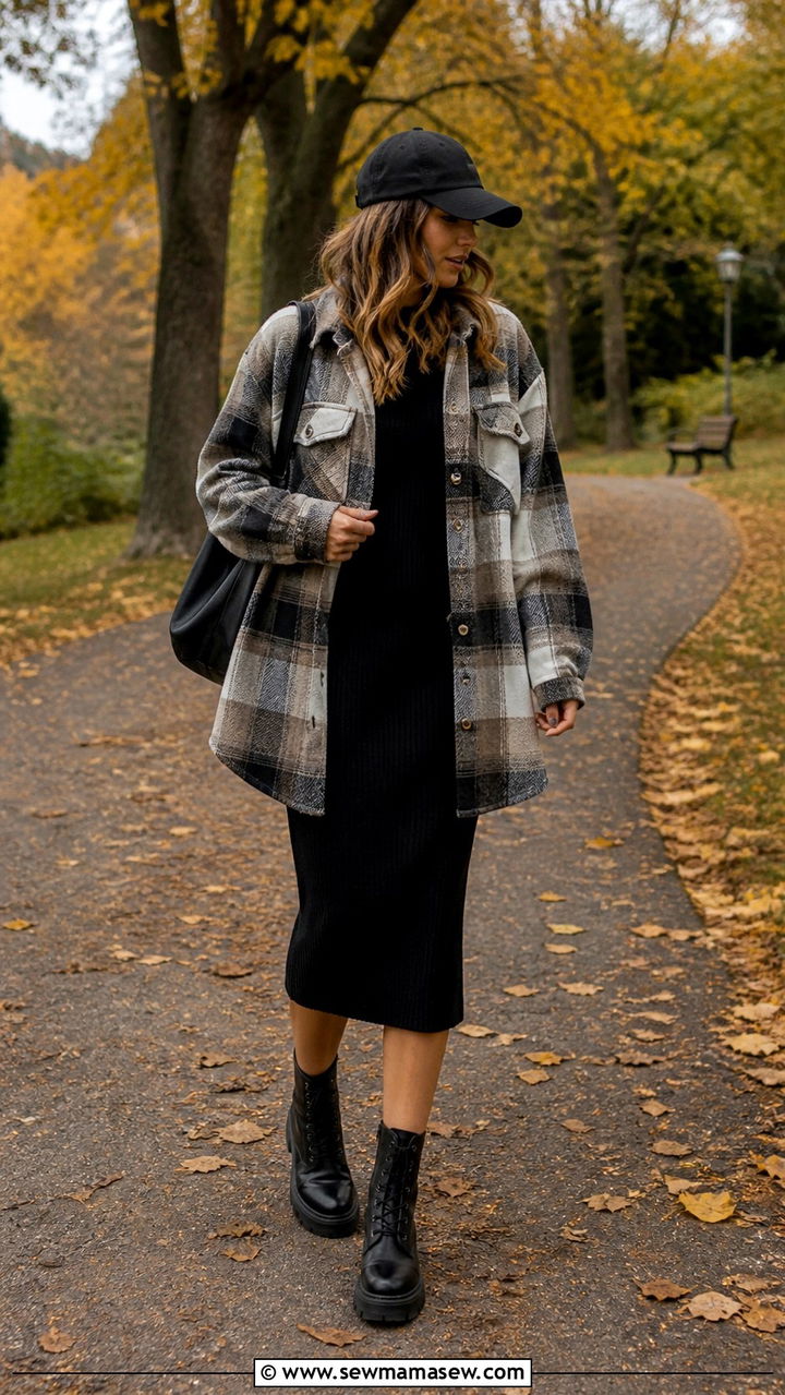 Shackets and ribbed knit dress outfit - 40 It girl outfit ideas