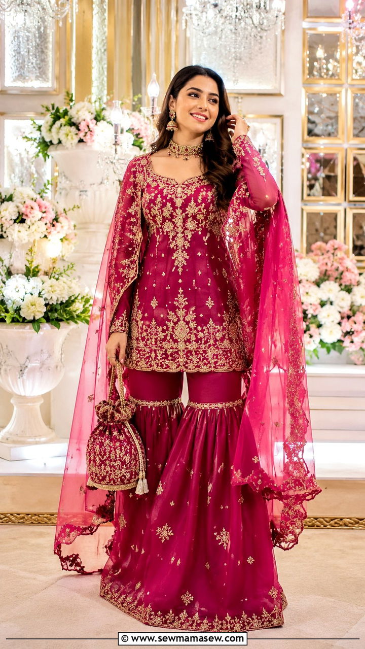 Sharara Set for Sangeet Ceremony - 25 Wedding guest outfit ideas Sangeet ceremony