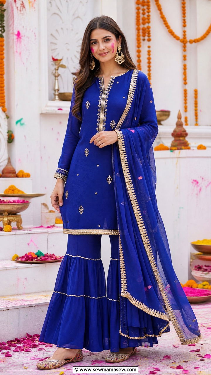 Sharara Suit Holi Outfit - 25 Holi outfit ideas