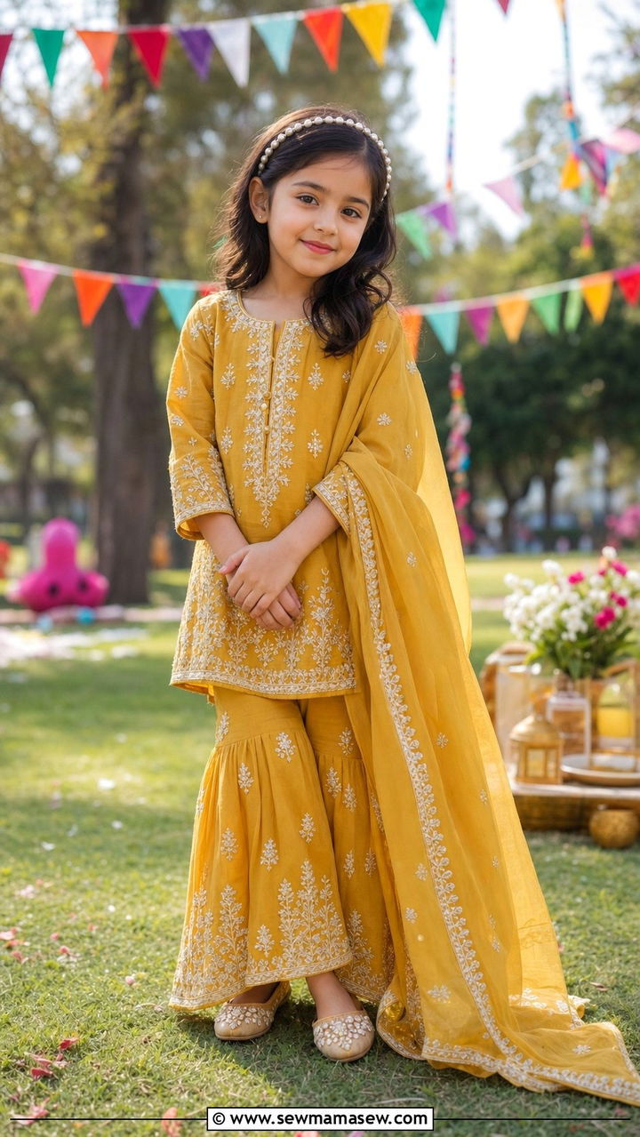 Sharara suit for girls Eid outfit - 25 Eid outfit ideas for little girls