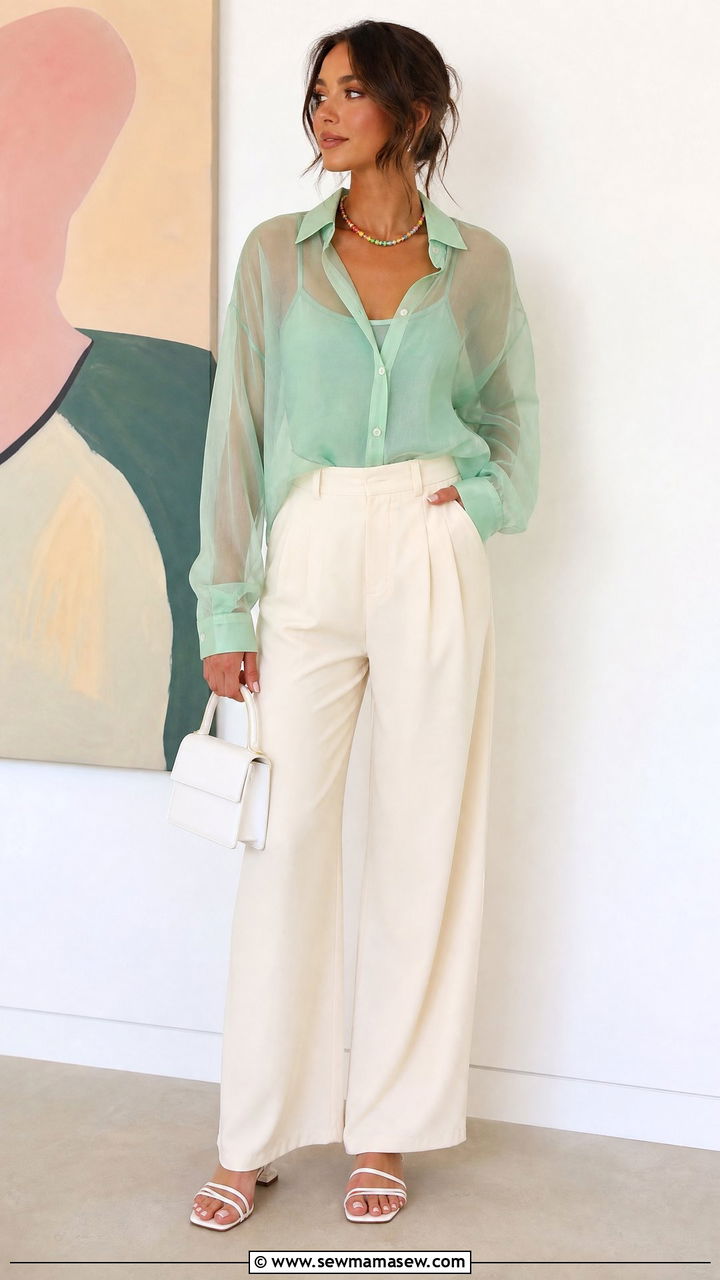 Sheer Blouse Layering Summer Outfit - 30 Stylish summer outfit ideas 2026