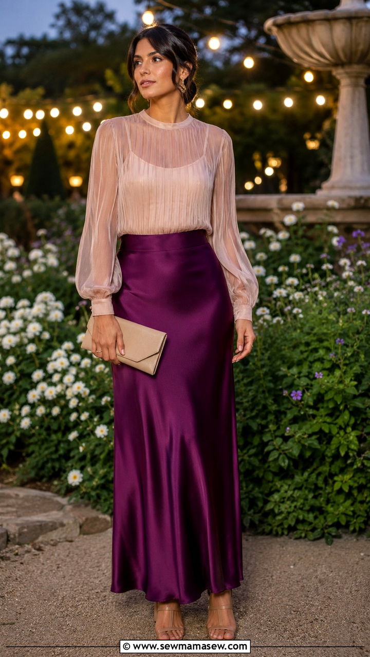 Sheer Blouse With A Silk Maxi Skirt Outfit - 30 how to style maxi skirt outfits