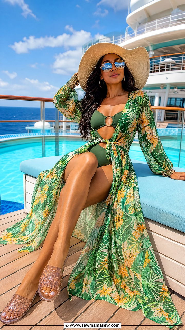 Sheer Cover Up and One Piece Swimsuit - 25 Caribbean cruise outfit ideas
