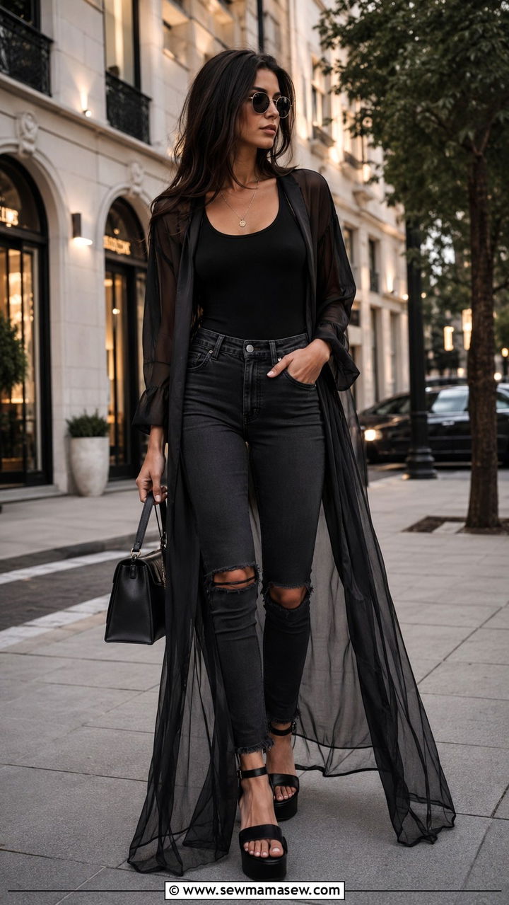 Sheer Duster Coat Mysterious Summer Outfit - 30 Mysterious summer outfit ideas