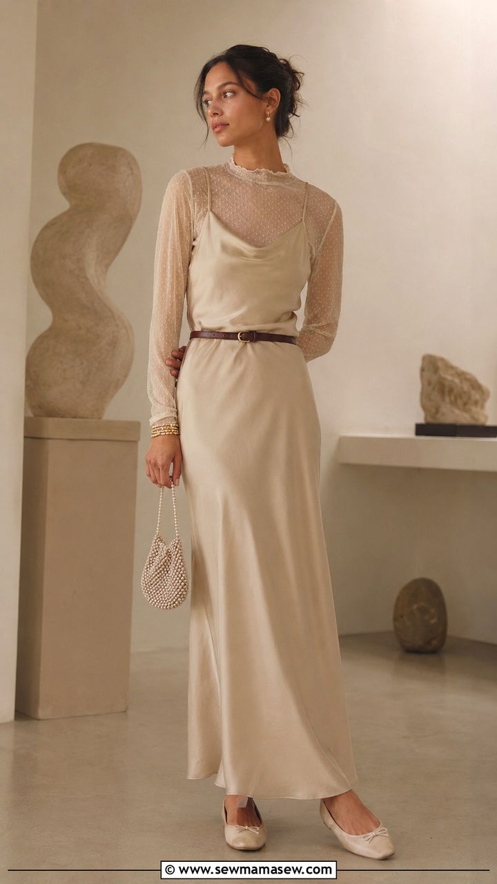 Sheer Layered Blouse and Slip Dress Outfit - 20 Poetcore outfit ideas 2026