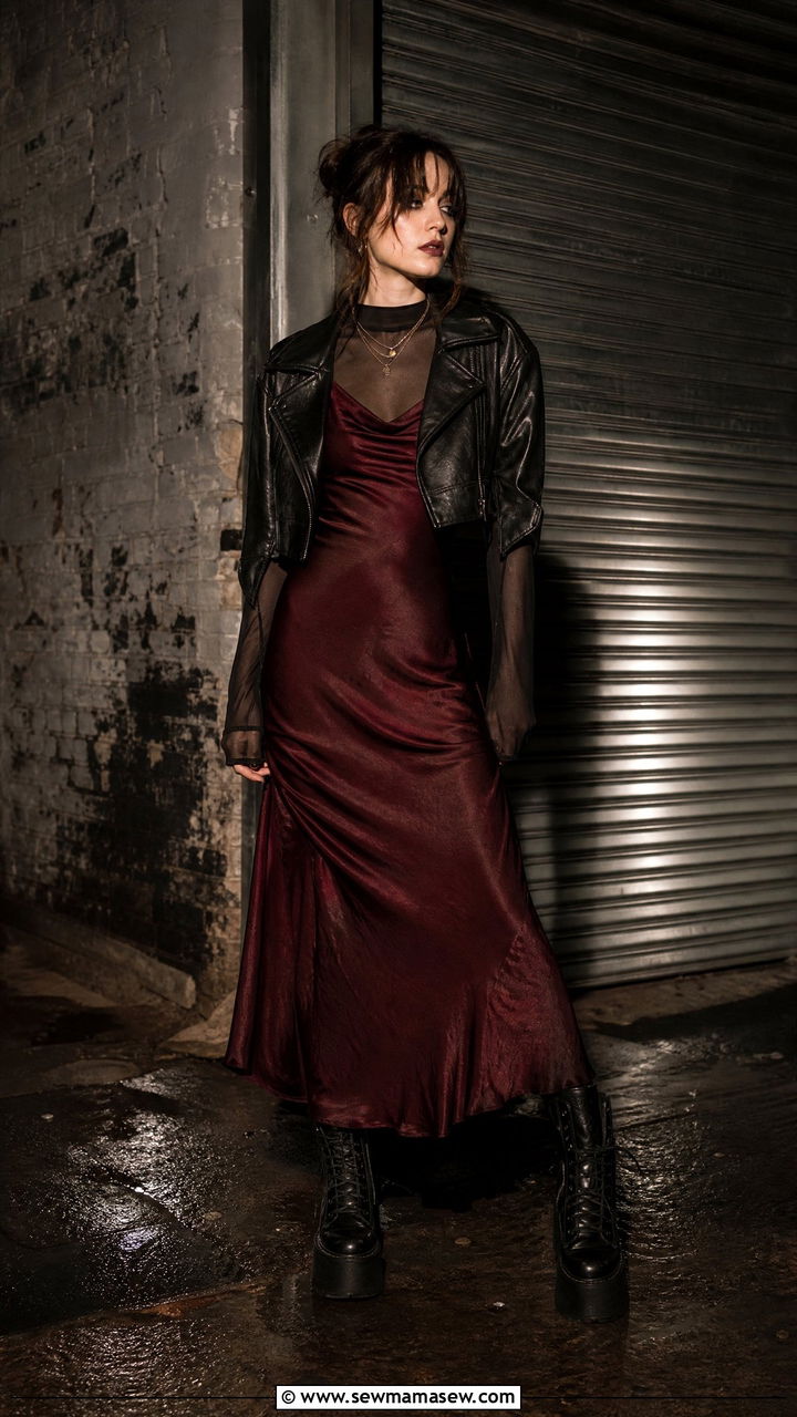 Sheer Mesh Top Under A Slip Dress - 25 classy grunge outfit ideas