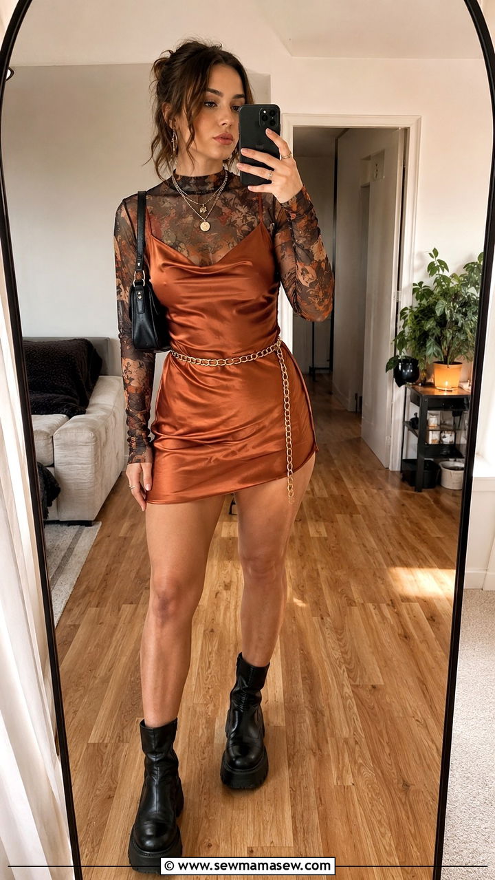 Sheer Mesh Top and Slip Dress Outfit - 30 maximalist outfits for women