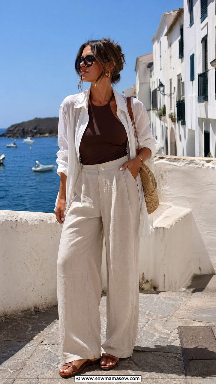 Sheer Organza Shirt Over A Bikini Top - 35 European summer outfits