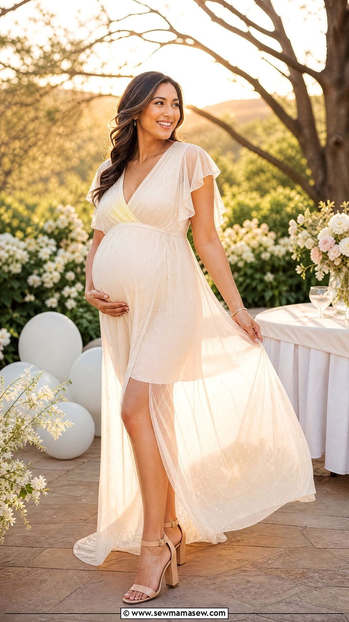 Sheer Overlay Dress With Block Heels - 25 Gender reveal photo outfit ideas 2026
