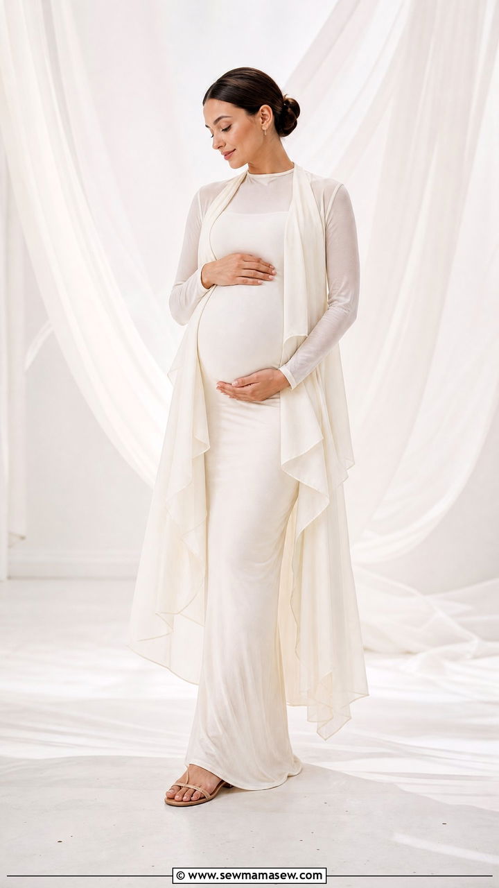 Sheer Overlay Robe Maternity Photoshoot - 30 Maternity photoshoot outfit ideas