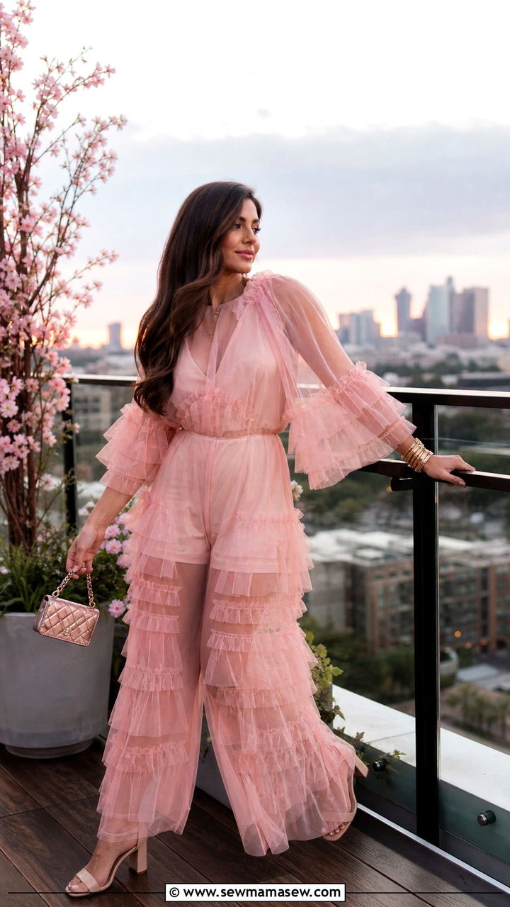 Sheer Ruffled Jumpsuit Spring Birthday Outfit - 40 Spring birthday outfits