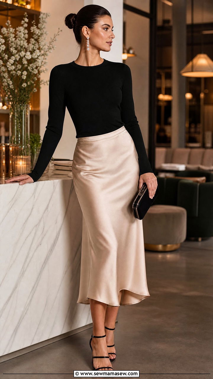 Sheer crop top with satin slip skirt - 35 Kendall Jenner spring outfit ideas