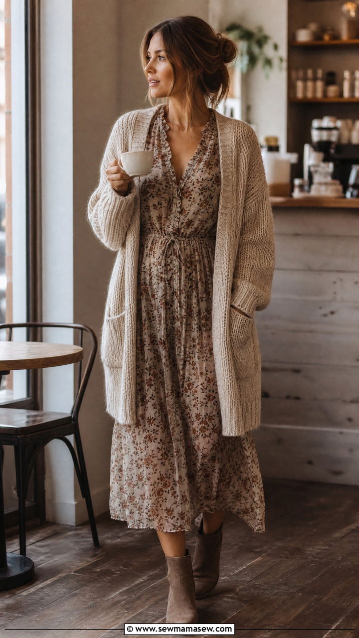 Sheer dress with cardigan outfit - 40 Sheer dress outfit ideas