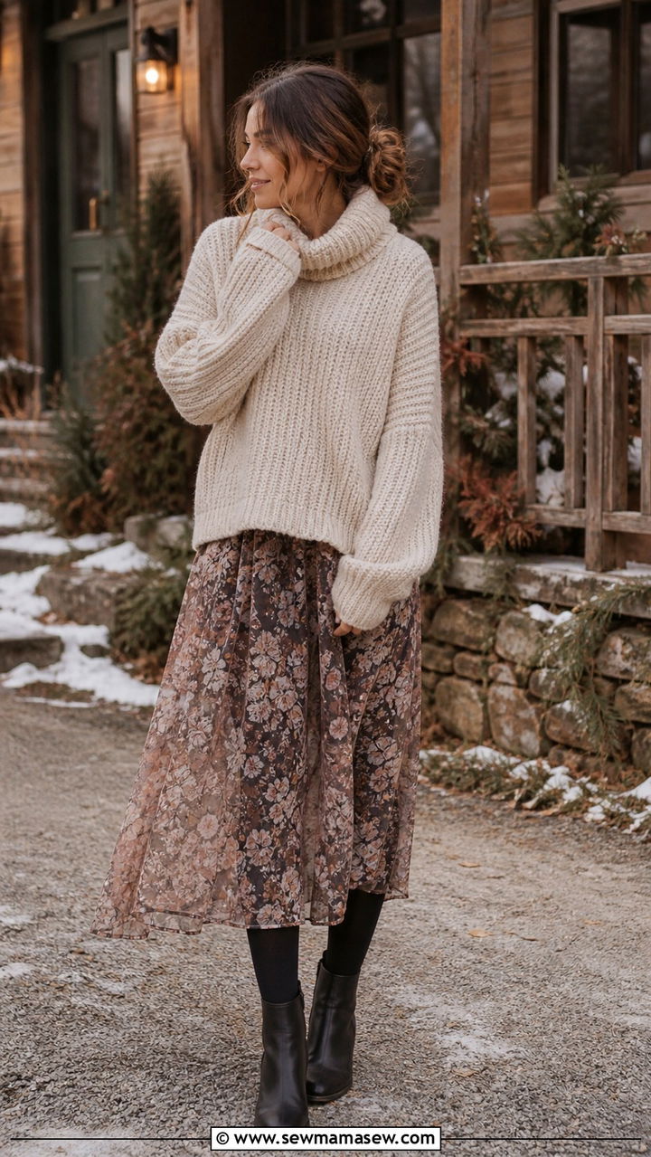 Sheer dress with chunky knit sweater - 40 Sheer dress outfit ideas