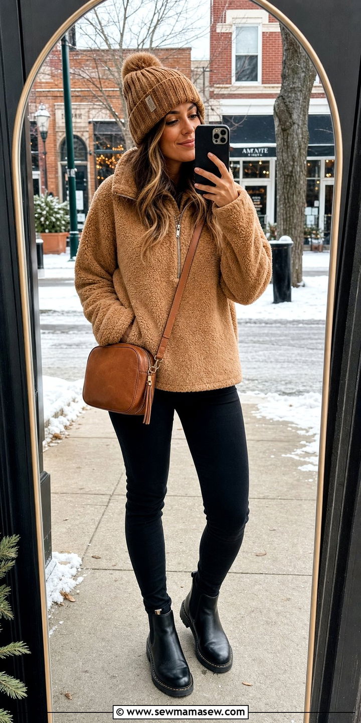 Sherpa Pullover and Black Skinny Jeans Outfit - 25 errands outfits Pinterest