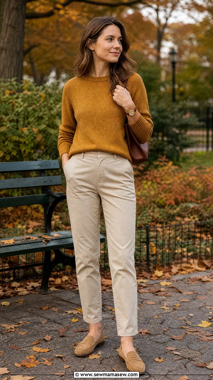 Shetland Sweater With Chinos And Suede Loafers - 35 Ivy league outfit ideas