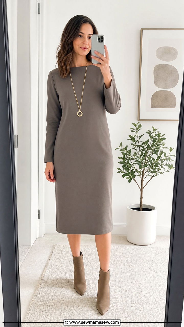 Shift Dress With Ankle Boots Outfit For Short Torso - 25 Outfits for short torso women