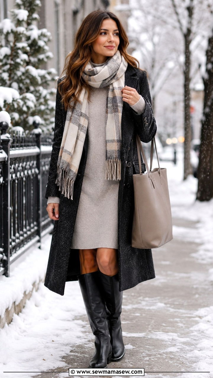 Shift Dress With Flat Knee High Boots - 25 Shift dress outfit ideas with boots