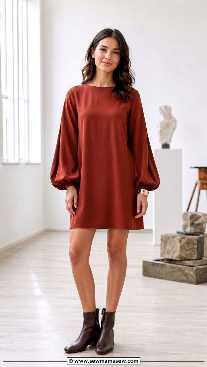 Shift Dress With Statement Sleeves - 30 modest graduation outfit ideas