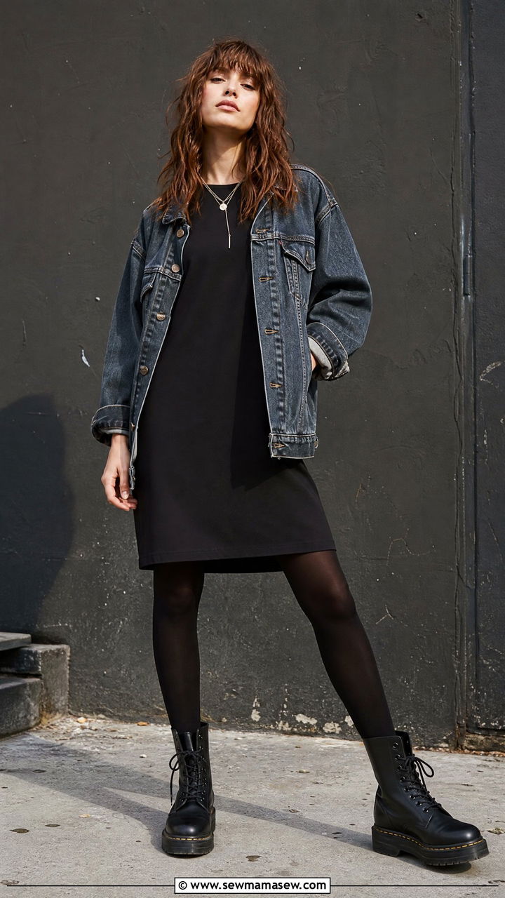 Shift Dress With Suspender Tights And Combat Boots - 25 Shift dress outfit ideas with tights