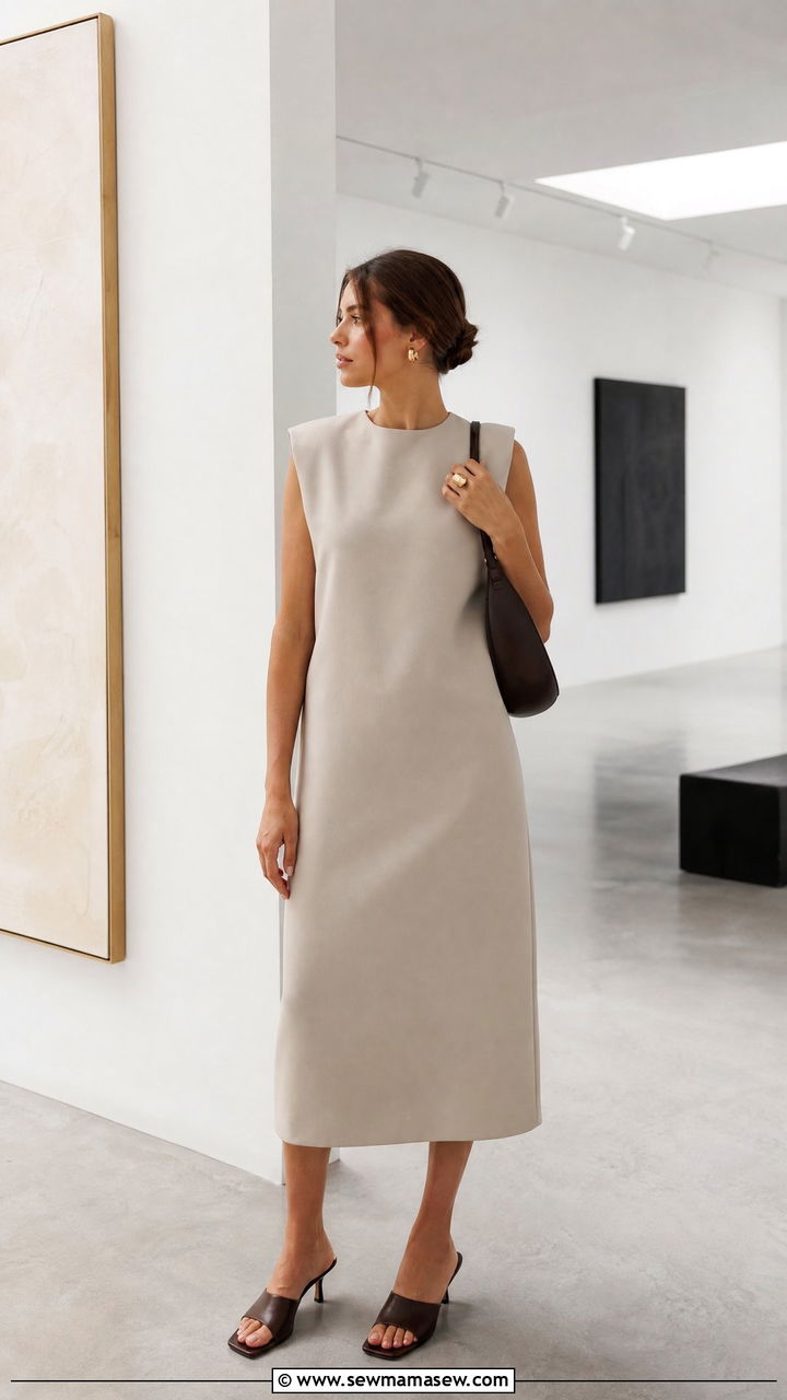 Shift dress with heeled mules - 25 Shift dress outfit ideas with heels