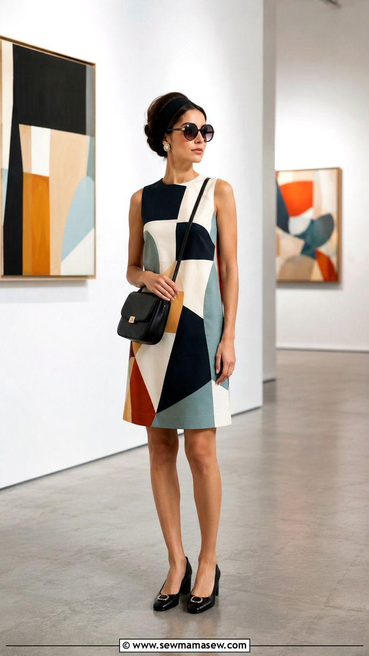 Shift dress with low block heel pumps outfit - 25 Mid century modern outfit ideas