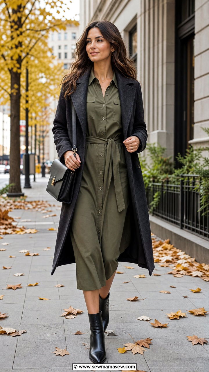 Shirt Dress With Ankle Boots - 25 Business casual outfits with dress