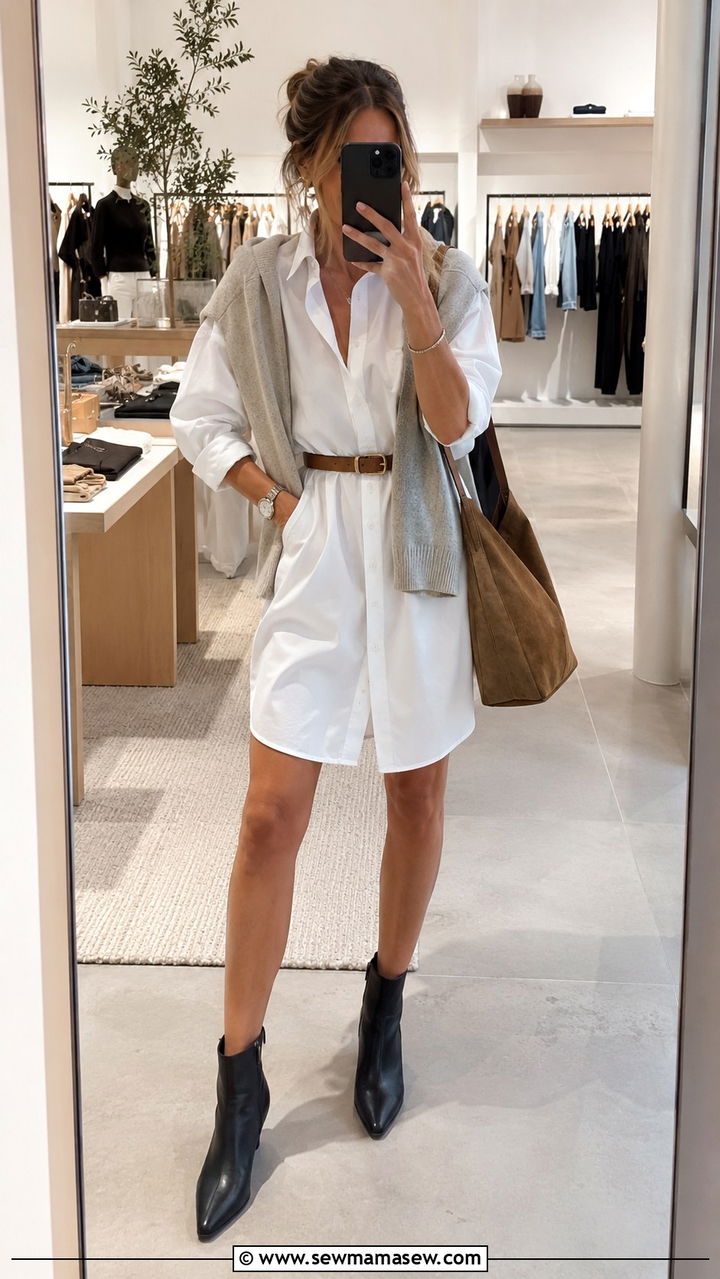 Shirt Dress With Belt And Ankle Boots Outfit - 25 Personal shopper outfit ideas