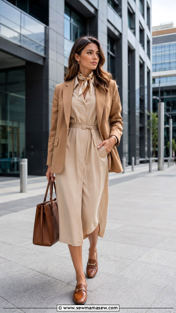 Shirt Dress With Blazer And Loafers - 30 shirt dress outfit ideas for women
