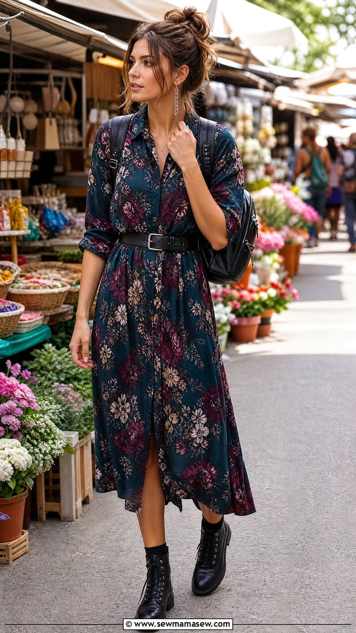 Shirt Dress With Combat Boots - 30 casual shirt dress outfits