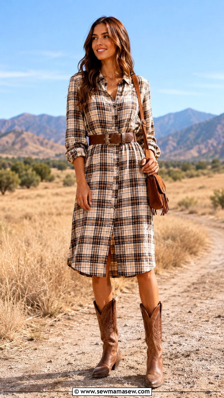 Shirt Dress With Cowboy Boots - 30 How to style a shirt dress
