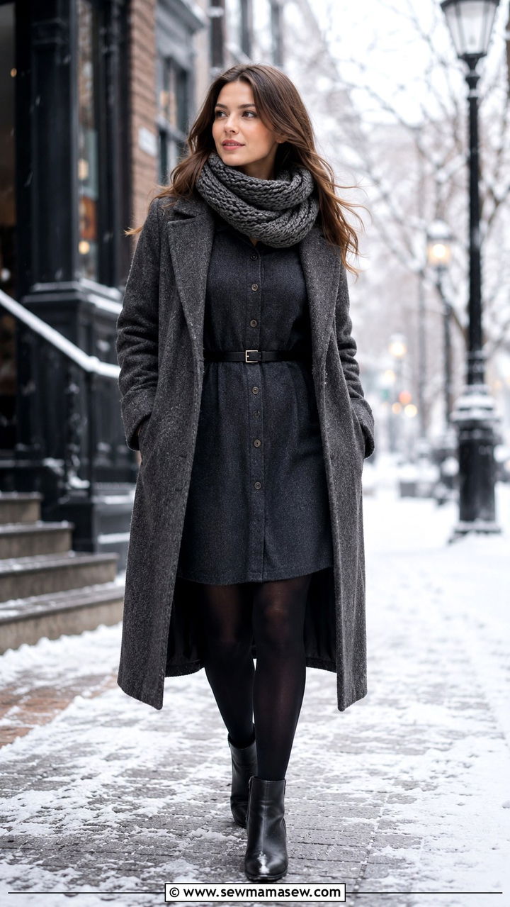 Shirt Dress With Opaque Tights And Ankle Boots - 30 shirt dress outfit ideas for women