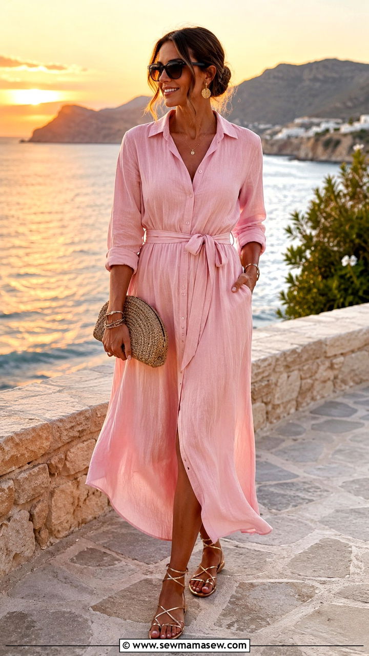 Shirt Dress With Strappy Sandals - 30 How to style a shirt dress