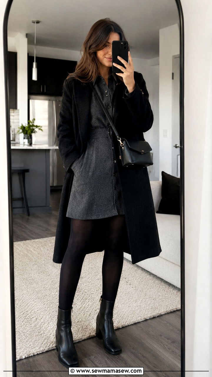 Shirt Dress With Tights And Ankle Boots - 30 How to style a shirt dress