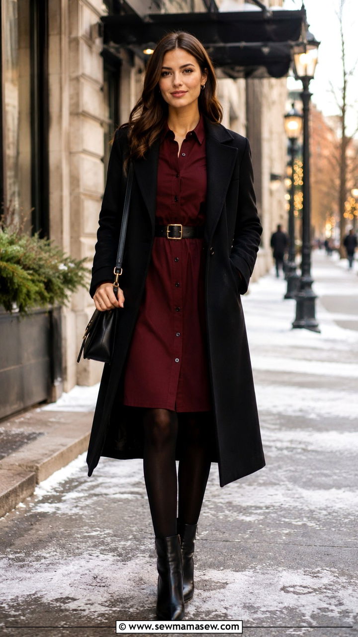 Shirt Dress With Tights And Boots - 30 shirt dress outfit ideas