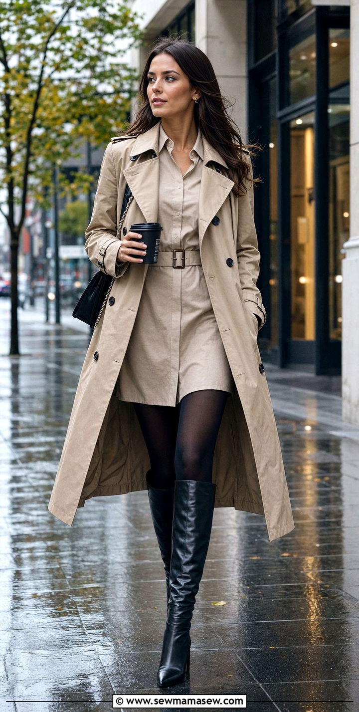 Shirt Dress With Trench Coat And Tights - 25 Shirt dress outfit ideas with tights