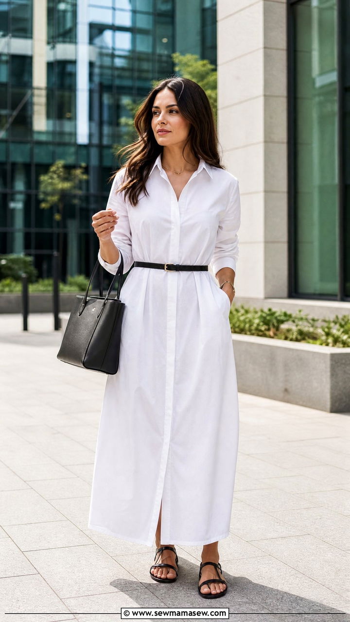 Shirt maxi dress with flat leather sandals outfit - 30 Maxi dress with sandals outfit ideas