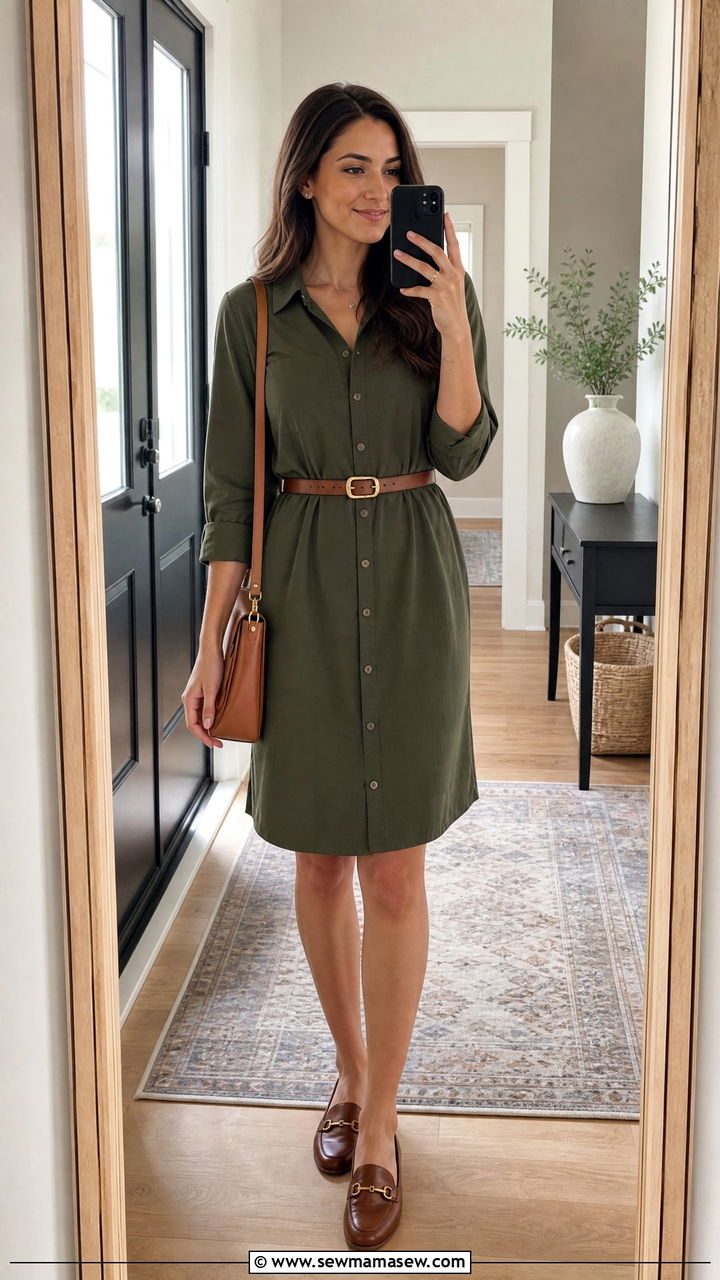 Shirtdress With Loafers Internship Outfit - 25 First day of internship outfit ideas
