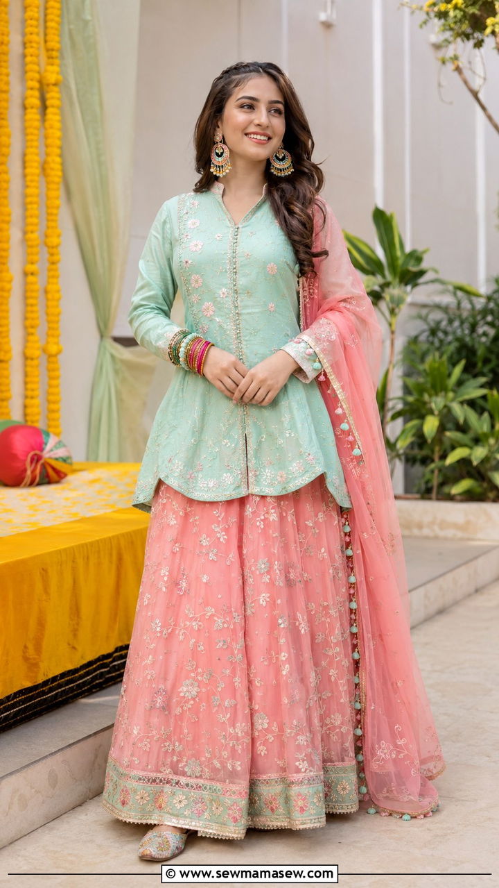 Short Kurti with Long Skirt - 20 Modest outfit ideas for Henna night