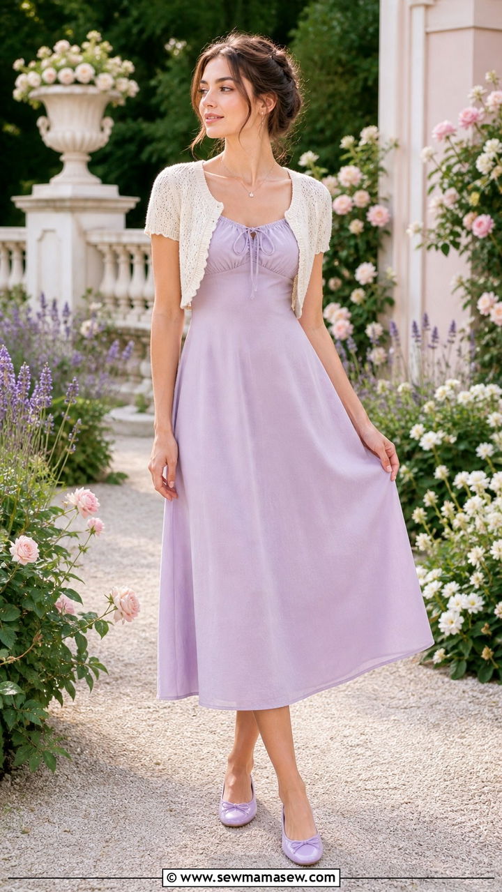 Short Sleeve Bolero Over a Midi Dress Outfit - 40 Balletcore outfit ideas 2026