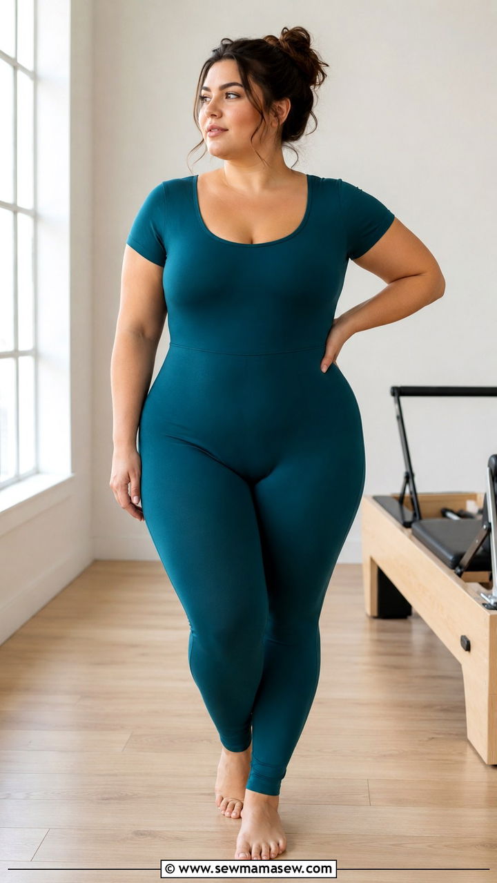 Short Sleeve Unitard - 30 Plus size pilates outfit ideas