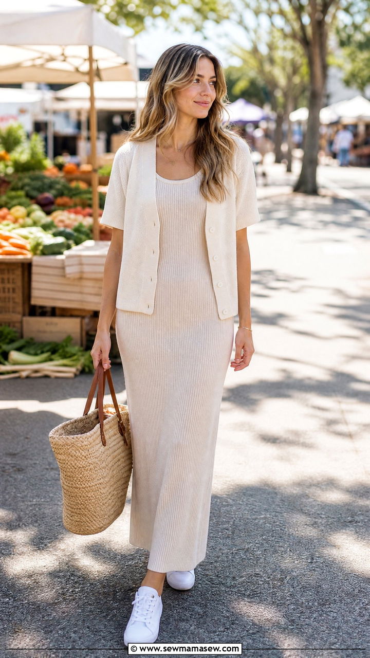 Short sleeve cardigan with maxi dress - 25 How to style a cardigan in summer
